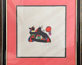 "Revolution," Signed & Numbered Lithograph, Joan Miro.  Measures 13.5" x 14.5". Photo 1 of 3. 