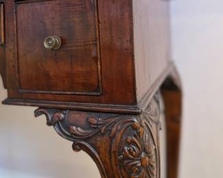 Antique Chinese Chippendale Scholar's Leather Top Writing Desk. Measures 30" W x 16" D x 36" H. Photo 5 of 6. 