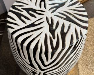 Zebra Print Porcelain Garden Stool. Measures 20" H x 12" D. Photo 2 of 2. 