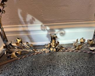 Vintage French Louis XVI Style Wrought Iron Side Table with Onyx Top. Measures 26" x 14" x 19" H. Photo 5 of 5. 