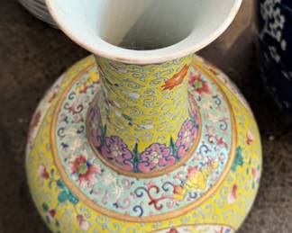 Antique Famille Jaune Porcelain Vase with Dragon Motif. Measures 16" H. VERY HEAVY! Photo 4 of 5. 