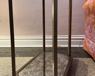 Pair of Ballard Designs Metal & Smoked Glass Side Tables. Each Measures 13" x 22" x 24" H. Photo 1 of 3. 