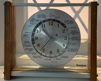 Verichron Vintage Marine Services Unllimited Multi Country Time Zone Clock. 