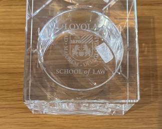 Waterford Crystal Box Engraved with Loyola School of Law Logo. 