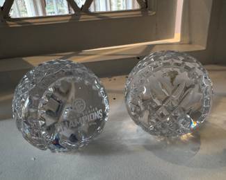 Waterford Crystal Baseball and Chicago Cubs Championship Engraved Baseball. Photo 1 of 3.