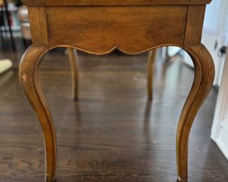 Baker Furniture French Provincial Walnut Side Table with Cabriole Legs and Hidden Drawer. Measures 28" W x 20" D x 24" H. Photo 4 of 4. 