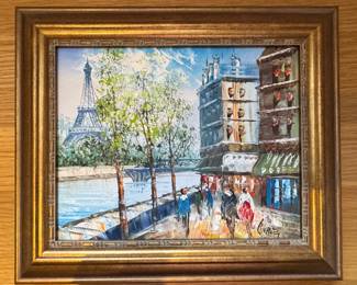 Eiffel Tower Oil on Canvas. Signed by Artist. Measures 8.5" x 10". Photo 1 of 2. 