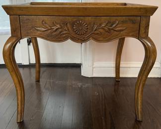 Baker Furniture French Provincial Walnut Side Table with Cabriole Legs and Hidden Drawer. Measures 28" W x 20" D x 24" H. Photo 1 of 4. 
