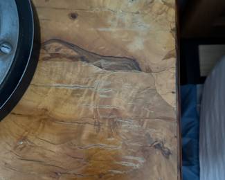 Vintage Petite Olive Campaign Style Chest of Drawers with Brass Pulls. Measures 25" W x 16" D x 22" H. Photo 2 of 2. 