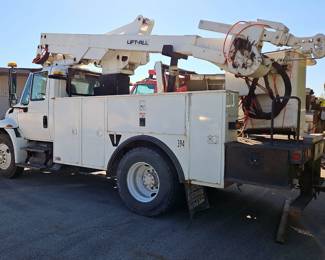 2005 International 4300 Diesel Bucket/Boom Truck, 45' Boom, 6 Cylinders A, 7.6L Turbo Diesel, Lift-All Bucket Lift, VIN #1HTMMAAL85H694601, Mileage Showing On Odometer 183,064