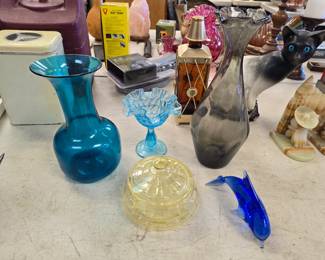 glass collection some stick blown maybe blenko