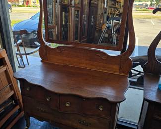 vintage tiger oak dressing table / dresser