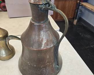 large copper water pitcher with lid