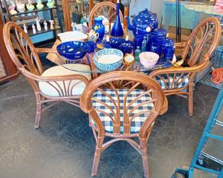 Rattan kitchen table and chairs.