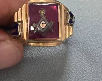 masonic 10k mens ring