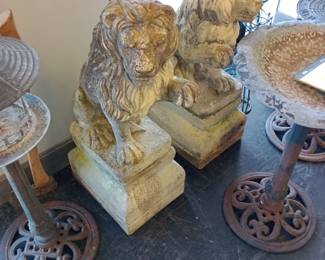 very large concrete lions for front porch