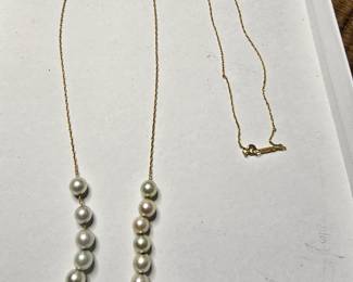 14k gold necklace and real pearls