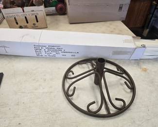 umbrella new in box with heavy iron holder