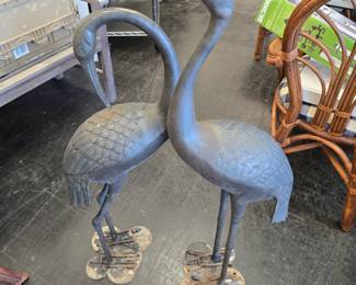 Cast aluminum cranes Very nice pair