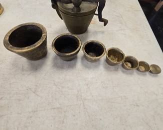 antique apothecary scale set complete