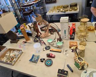 table full of misc goodies