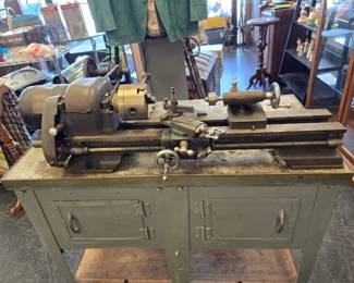 craftsman precision metal lathe with industrial stand and bits working NICE