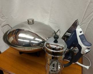 Farberware Electric Wok, Bodum French Press Coffee Maker, Rowenta Iron
