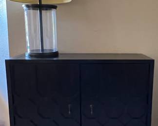 Console Black 2-Door, Pottery Barn Table Lamp 