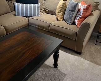 Sectional Sofa, Rectangular Coffee Table, Assorted Decorative Pillows