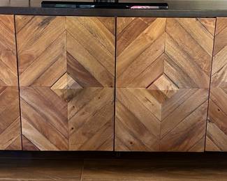 Ashley Console w Diamond Paneled Wood Front Doors 