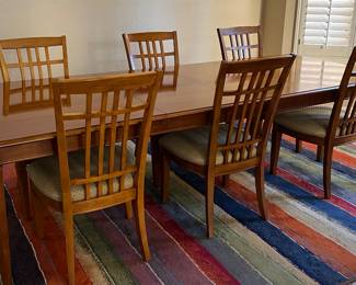 Thomasville Mission Style Dining Table w 6 Chairs and 2 Leaves,  Area Rug Dining Room 7'1" x 11'2" Sphinx 