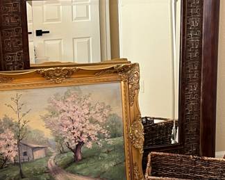 Art, Square Beveled Mirror, Baskets