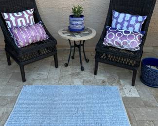 Wicker Chairs (go w Dining Table) , Side Table, Rug, Pots and Plants