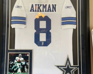 Aikman Signed and framed jersey.