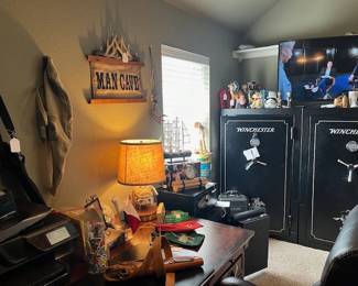 50" Vizio TV on top of the safes