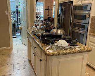 Looking across the kitchen island area