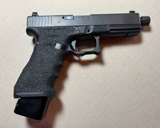 (#39) Glock 17 9mm with Custom Frame, Threaded Barrel, Raised Sights.