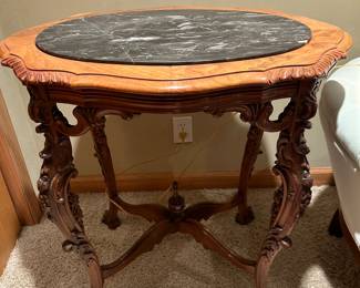 Carved Figural Marble Table