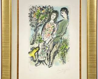 Lot 300 Original Marc Chagall Colour Lithograph LOranger