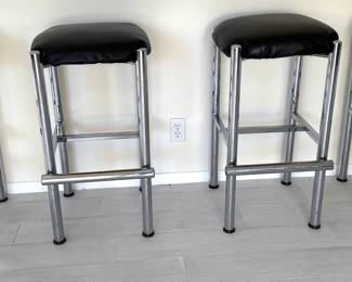 Leather + chrome bar stools (4)