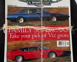 Magazines (bundled by year): Bon Appetit + Gourmet (both include late 1970s editions through 2000s); Cooks Illustrated,  Fine Woodworking, Classic Sports + Car, AutomotiveDeluxe 
