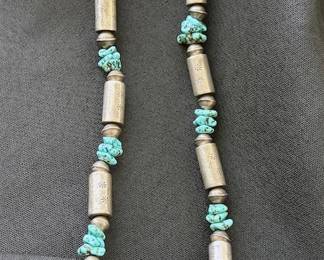 Native American sterling silver + turquoise necklace