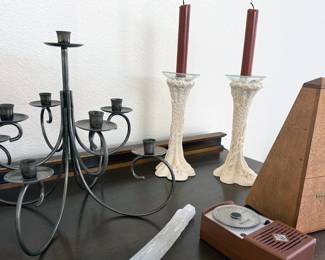 Assorted candelabras + metronome