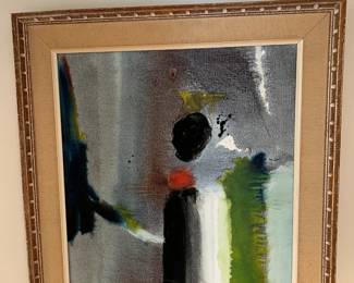 This photo shows a signed abstract painting.