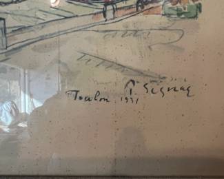 The image is of Toulon, watercolor and graphite.  By Paul Signac.