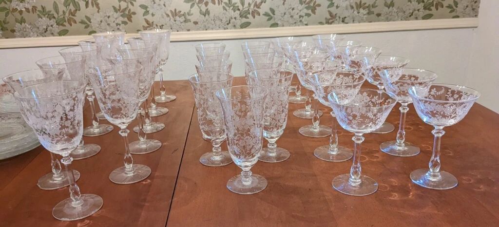 Set of Tiffin Etched Glass