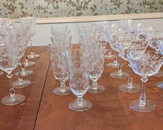 Set of Tiffin Etched Glass