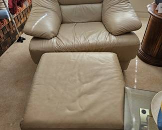 Natuzzi Leather Chair and Ottoman 