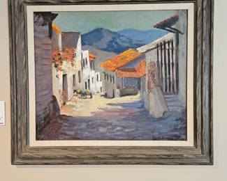 Taco Street Near Cathedral Oil on Canvas 