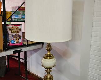 Pair of Stiffel Brass and Ceramic Pineapple Lamps